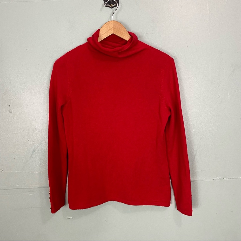 J McLaughlin‎ Cashmere Christmas Red Turtleneck Sweater Small